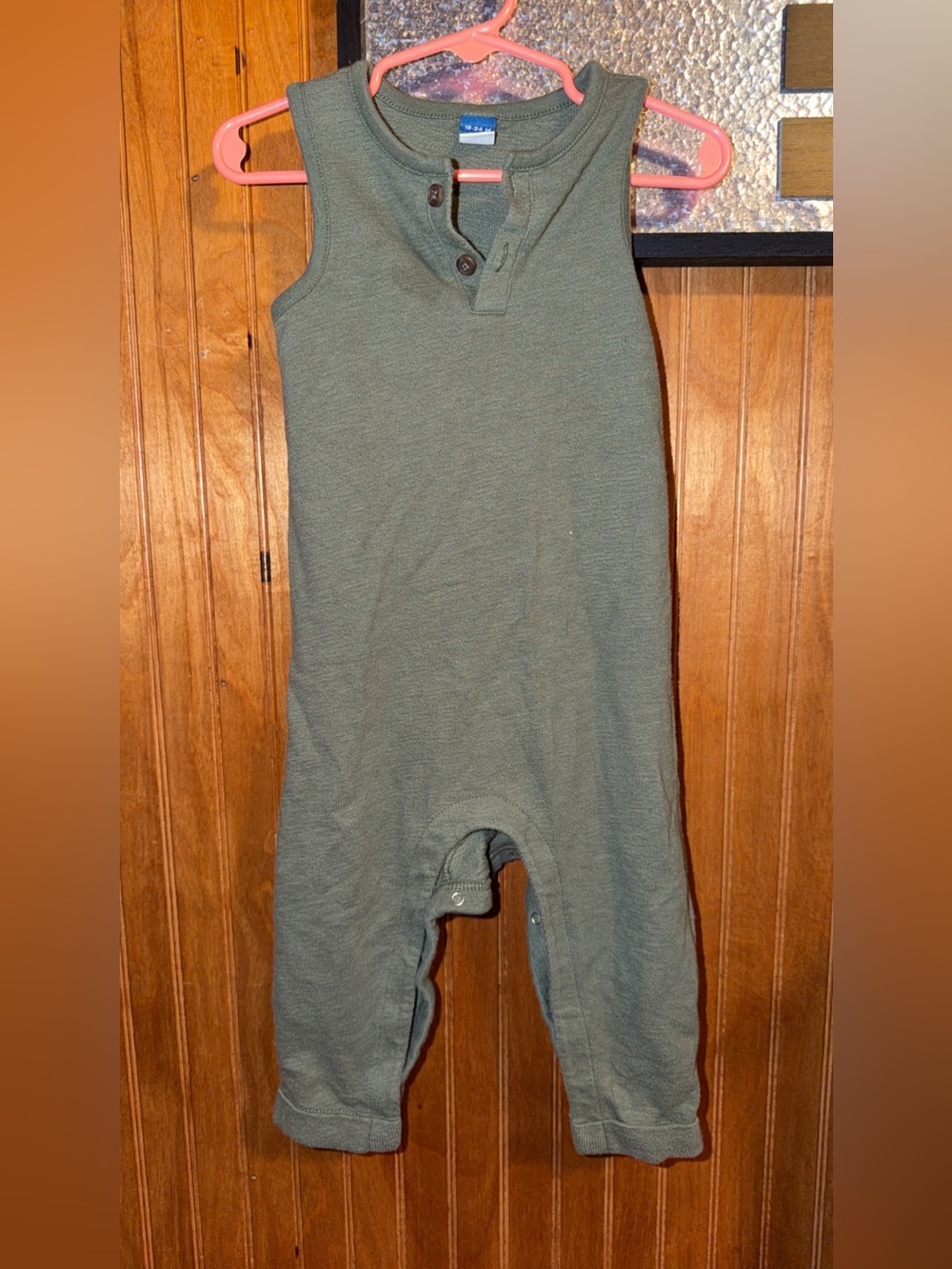 Old Navy Olive Green Sleeveless Henley Sleep Romper